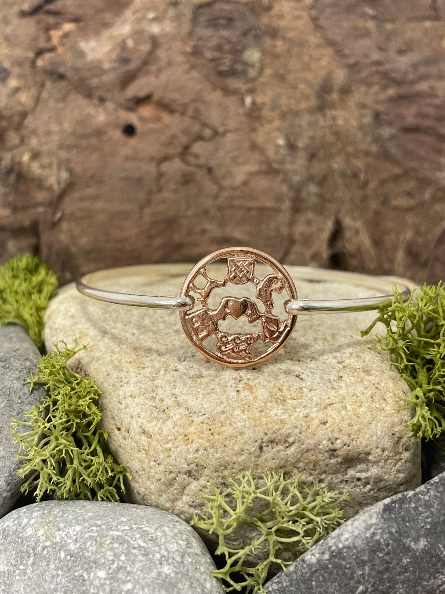 Story of Galway Rose Gold and Sterling Silver Bangle Open Back