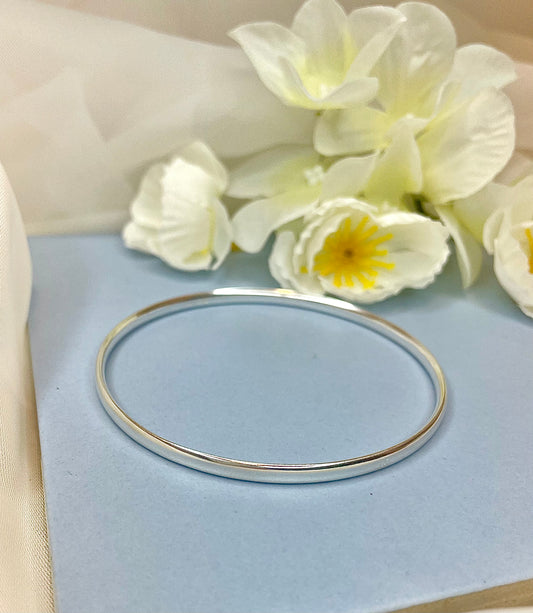 Medium Weight Sterling Silver Solid Bangle