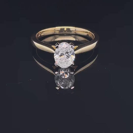 0.90ct Lab Grown Oval Diamond Solitaire Yellow Gold Engagement Ring