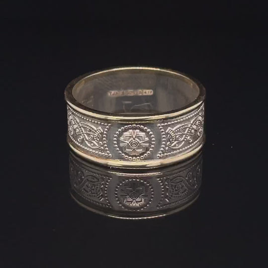 Sterling Silver Warrior Ring with 9ct Gold Rims