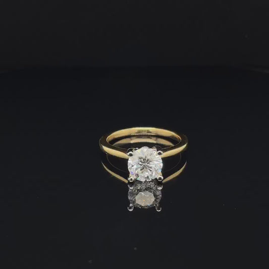 1.39ct Lab Grown Round Diamond Solitaire Yellow Gold Engagement Ring