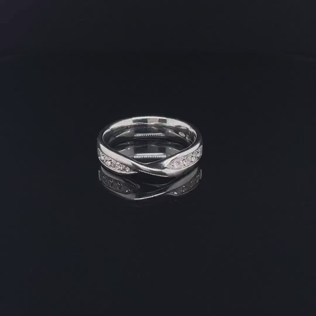 18ct White Gold & Diamond Thin Wedding Band