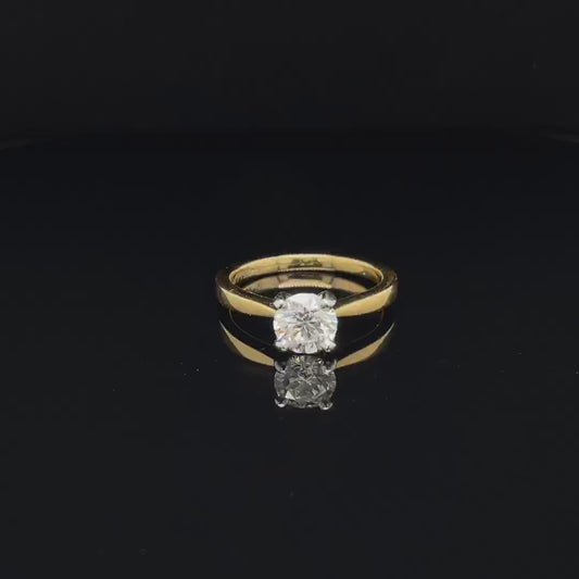 0.91ct Lab Grown Round Diamond Solitaire Yellow Gold Engagement Ring