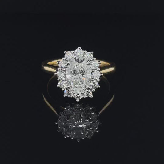 1.33ct Oval Brilliant Cluster Diamond Engagement Ring
