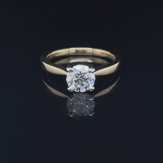 1ct Lab Grown Round Diamond Solitaire Yellow Gold Engagement Ring