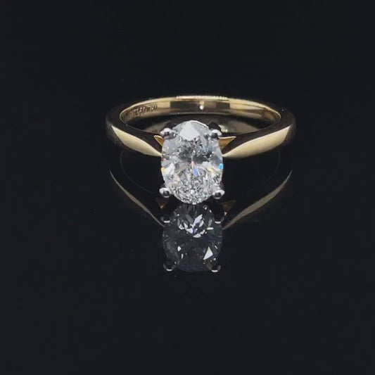 1.17ct Lab Grown Oval Diamond Solitaire Yellow Gold Engagement Ring