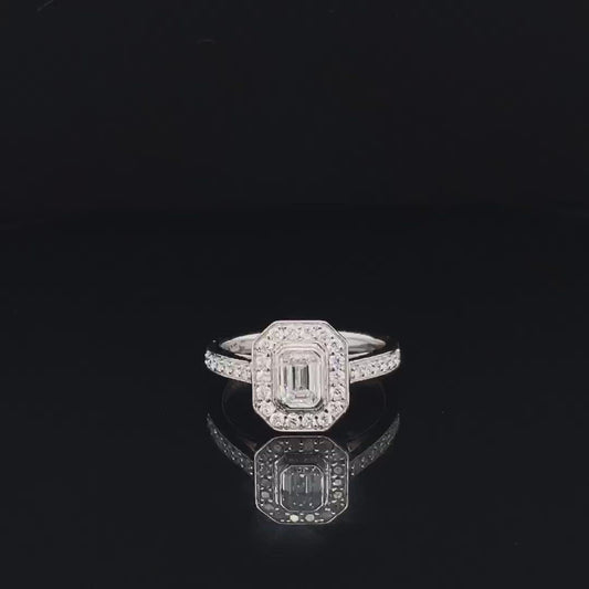 Art Deco Vintage Halo Lab Grown Diamond Engagement Ring