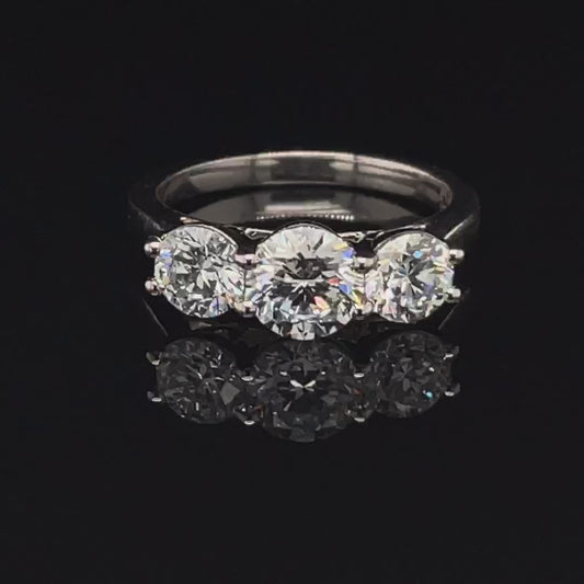 Lab Grown Three Stone Round Diamond Engagement Ring