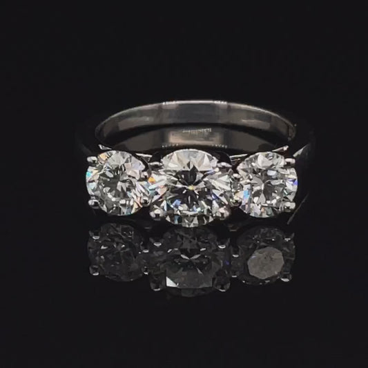 Lab Grown 2.23ct Three Stone Round Diamond Engagement Ring