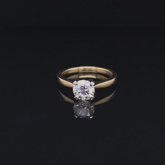 1.15ct Lab Grown Round Diamond Solitaire Yellow Gold Engagement Ring