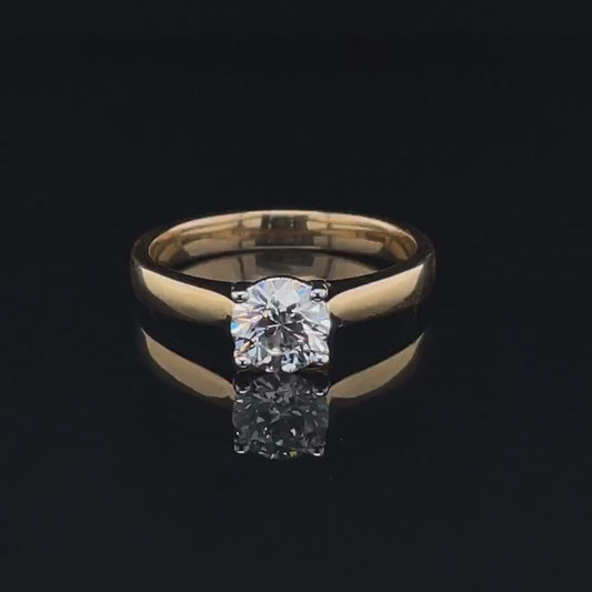 0.70ct Lab Grown Round Diamond Solitaire Yellow Gold Engagement Ring