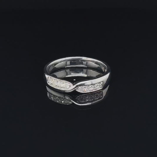 18ct White Gold & Diamond Crossover Wedding Band