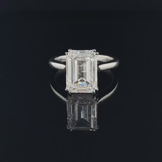 5.10ct Lab Grown Emerald Cut Diamond Solitaire White Gold  Engagement Ring