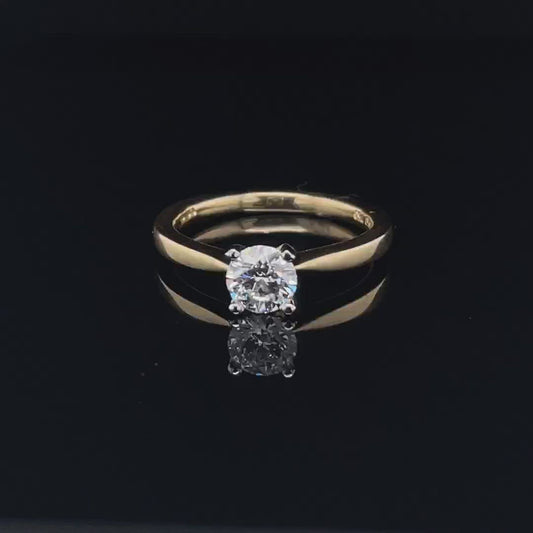 0.61ct Lab Grown Round Diamond Solitaire Yellow Gold Engagement Ring