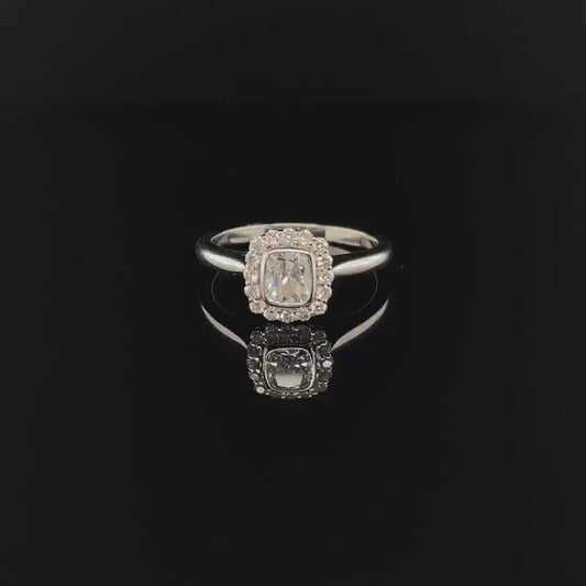 Cushion Cut Halo Diamond Engagement Ring