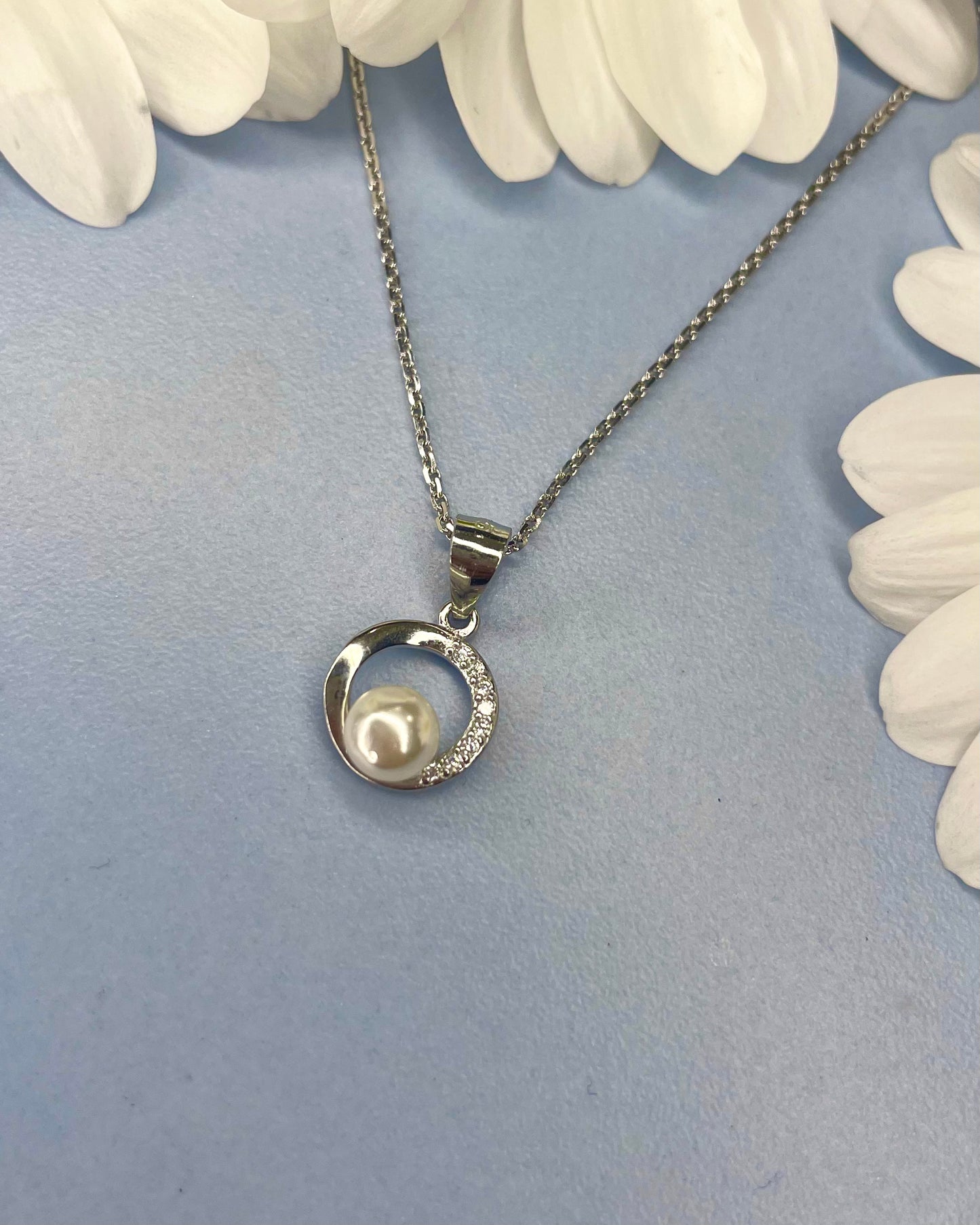 Sterling Pearl Cubic Zirconia Pendant