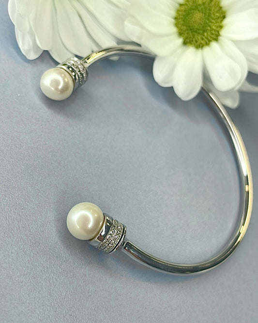 Sterling Silver Pearl Bangle