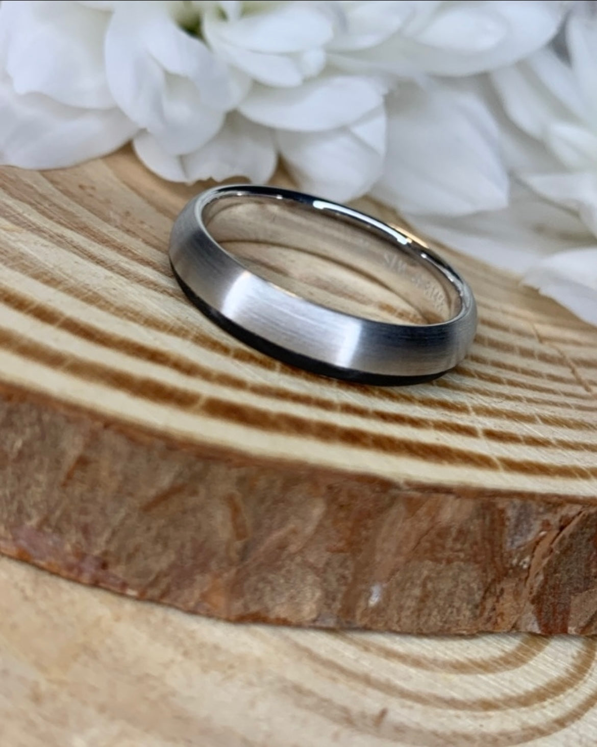 Black Carbon White Gold Wedding Band