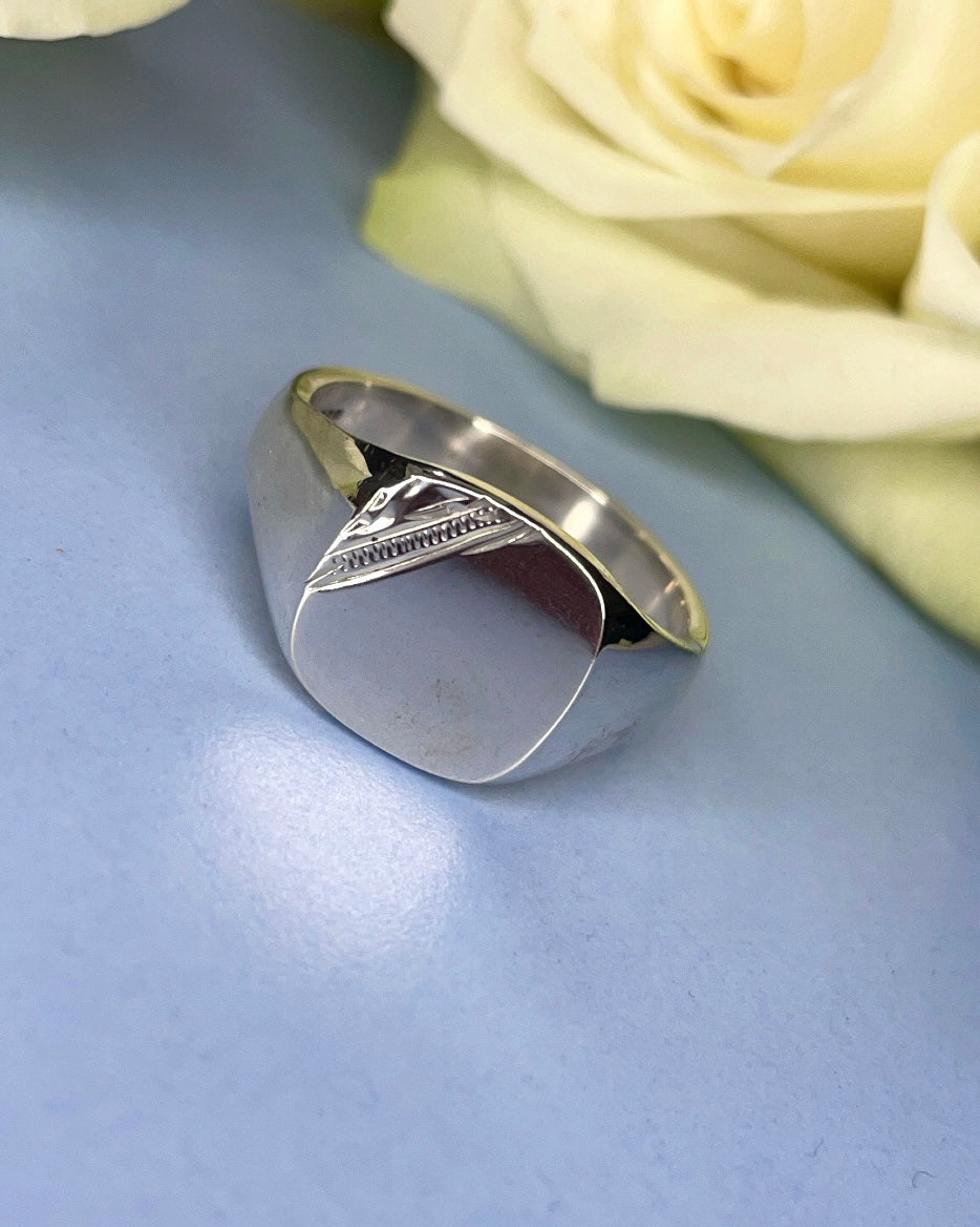 Sterling Silver Cushion Signet Ring