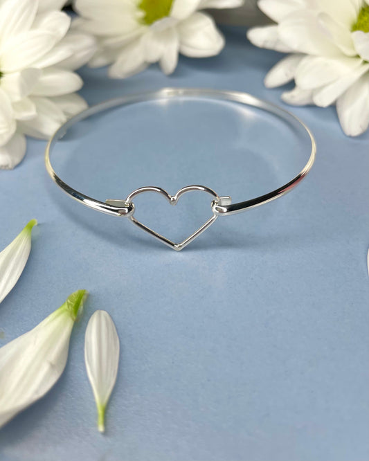 Heart Sterling Silver Bangle