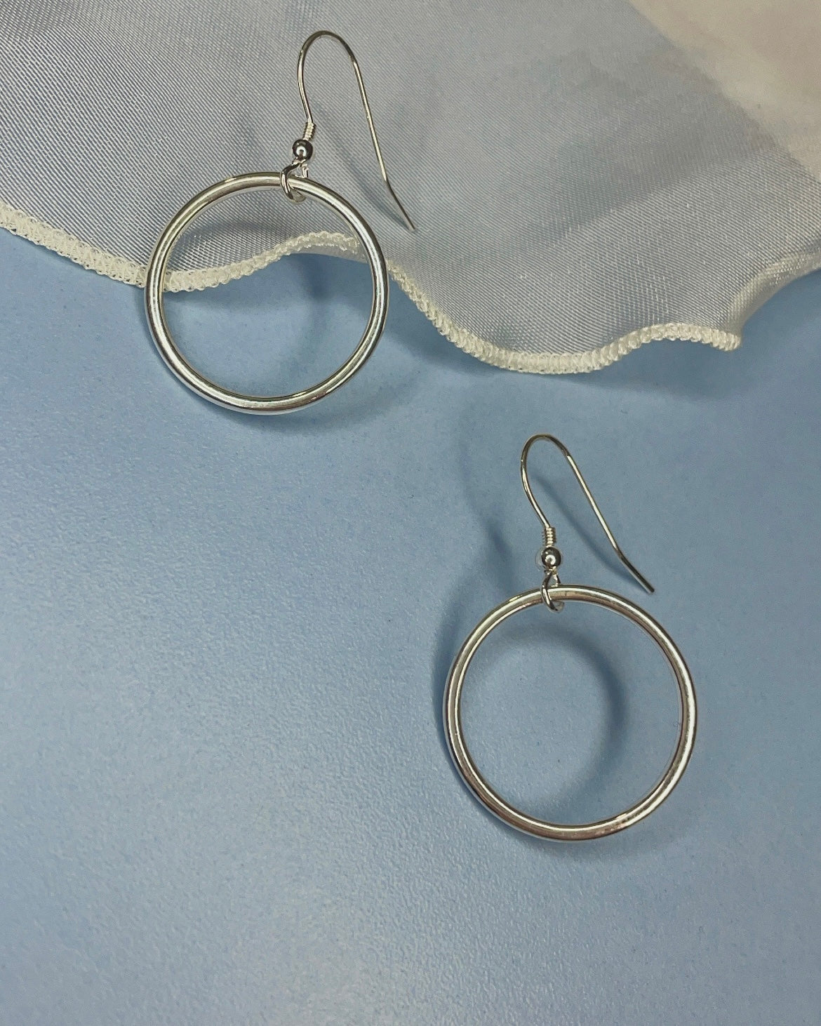 Sterling Silver Circle Hanging Earrings