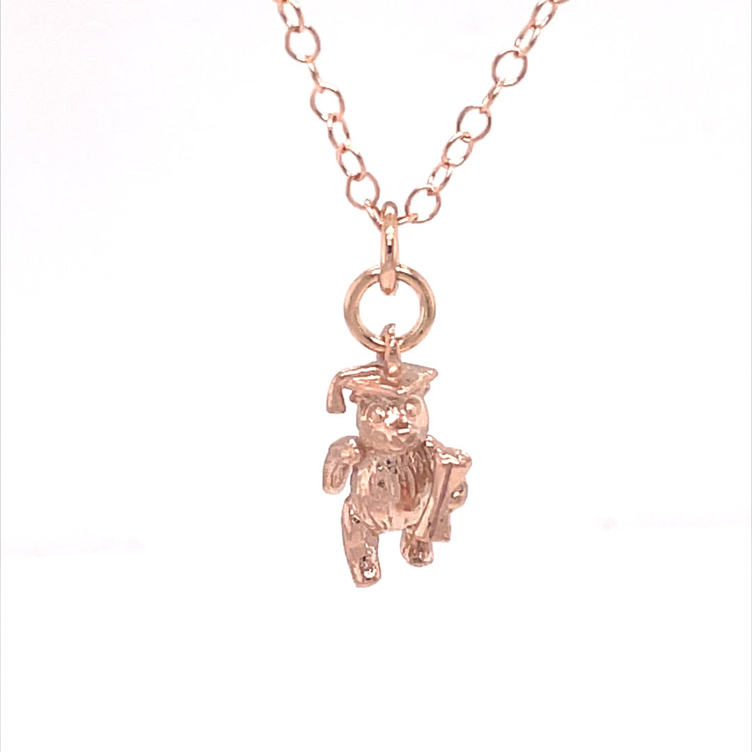 9k Rose Gold Graduation Bear Pendant