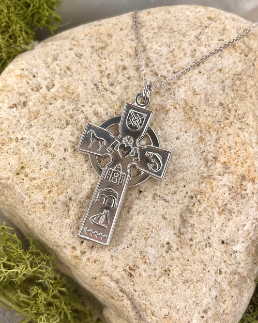 Story of Galway 10ct White Gold Celtic Cross Pendant