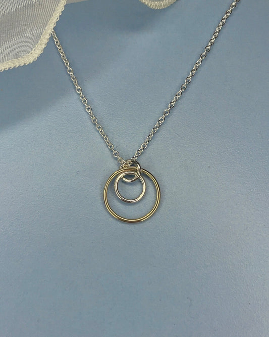 9ct Gold & Sterling Silver Double Circle Pendant