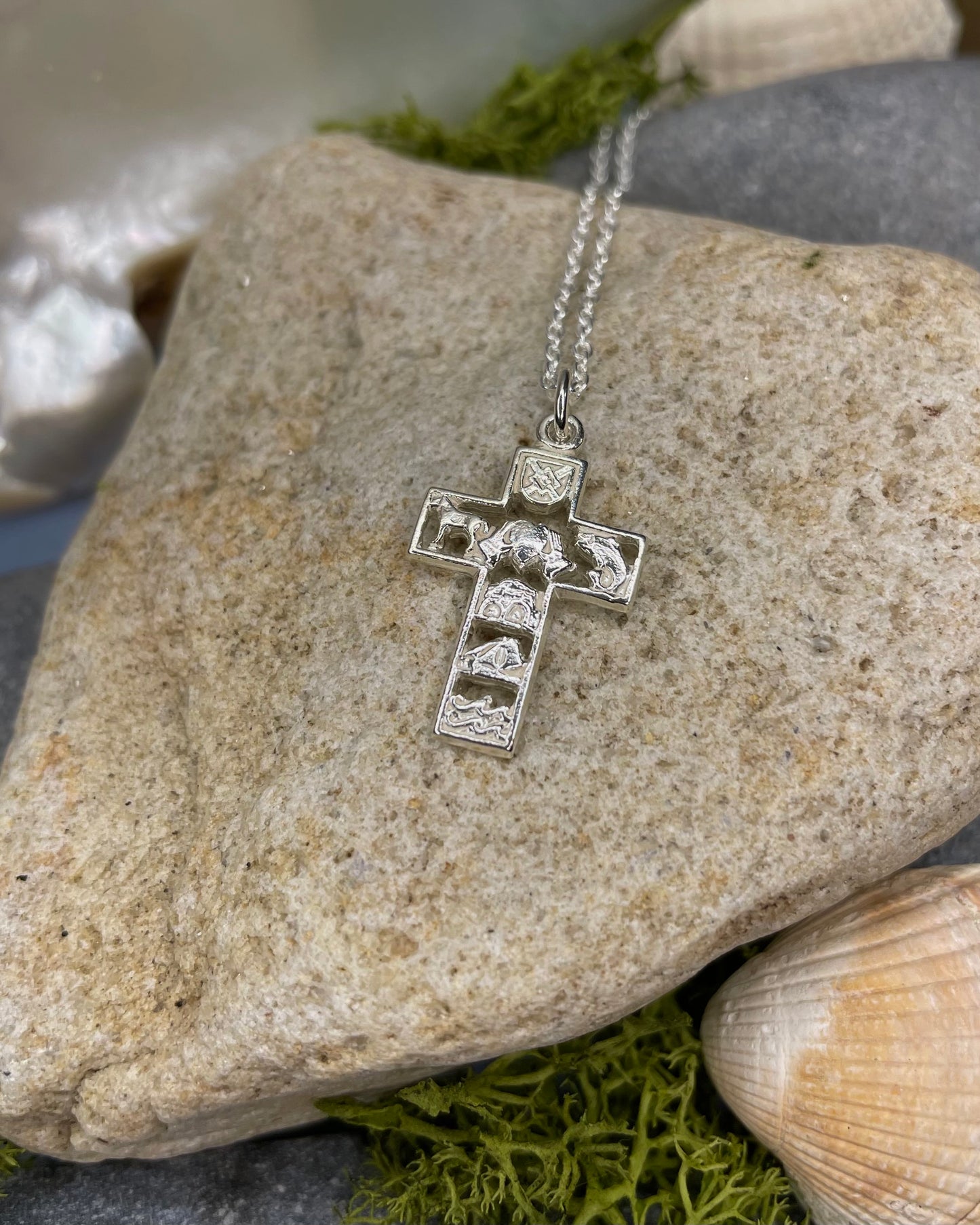 Sterling Silver Open Back Story of Galway Cross Small