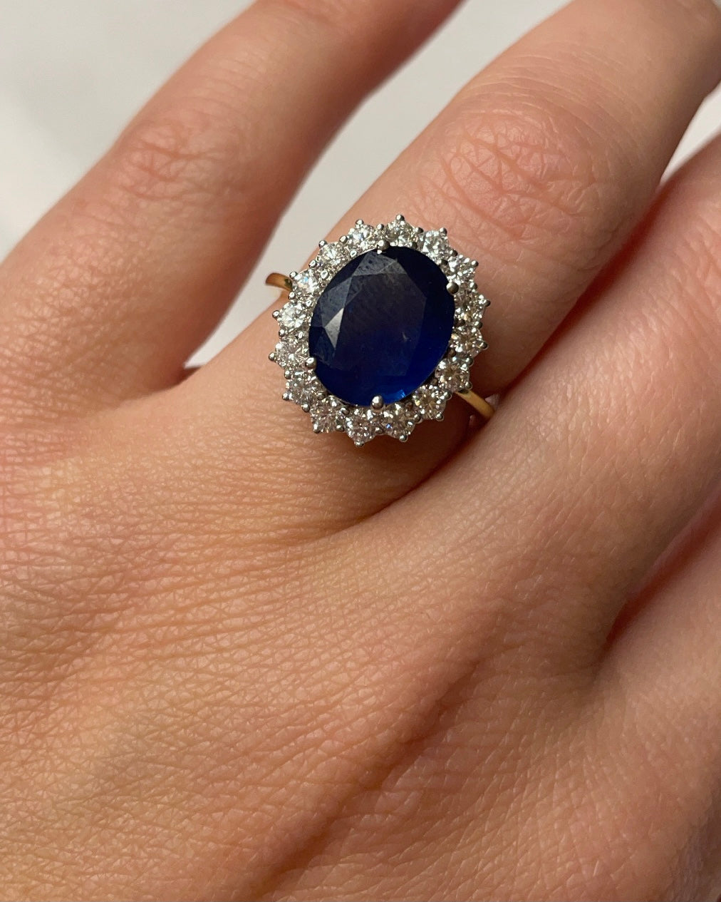 18ct Sapphire and Diamond Halo Ring