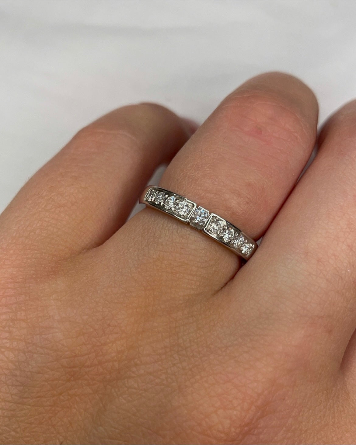 18ct White Nine Diamond Wedding Band