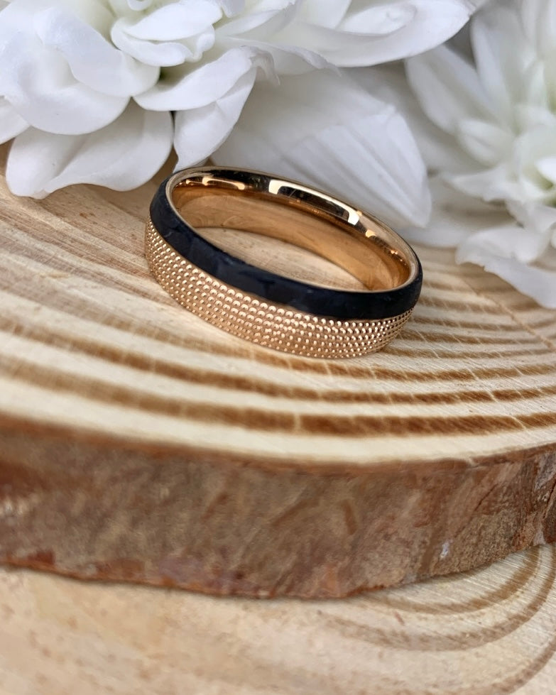 Black Carbon Rose Gold Wedding Band
