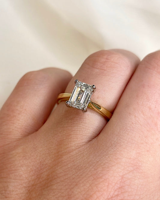 1.53ct Lab Grown Emerald Cut Diamond Solitaire 18ct Engagement Ring