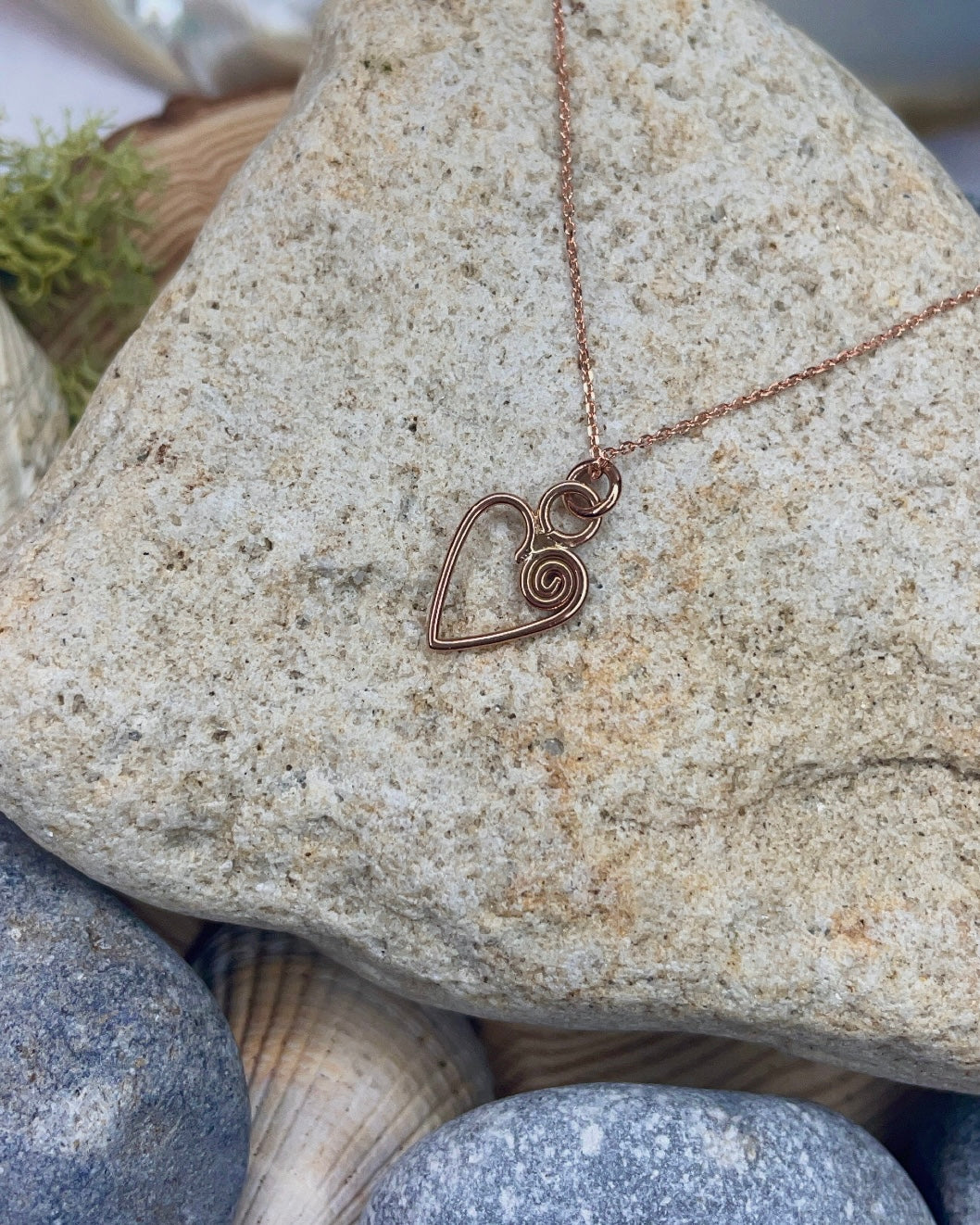 The Mini Rose Gold Newgrange Heart Pendant