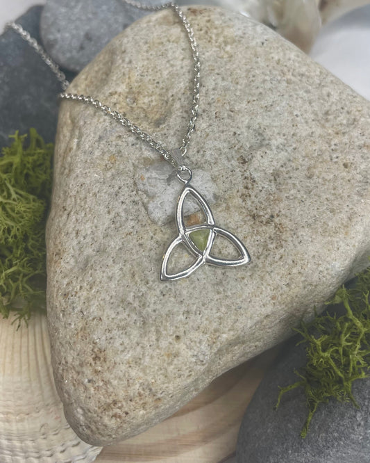Sterling Silver and Connemara Marble Trinity Knot Pendant