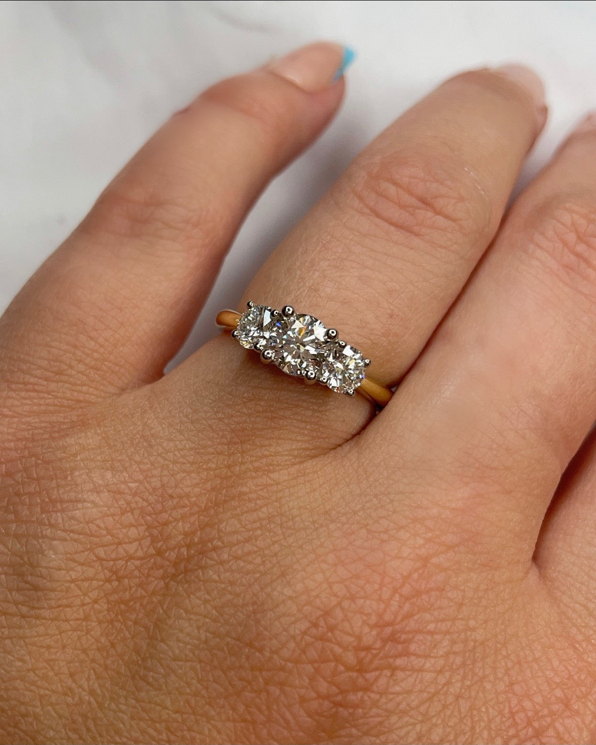 3 Stone Yellow Gold Diamond Engagement Ring
