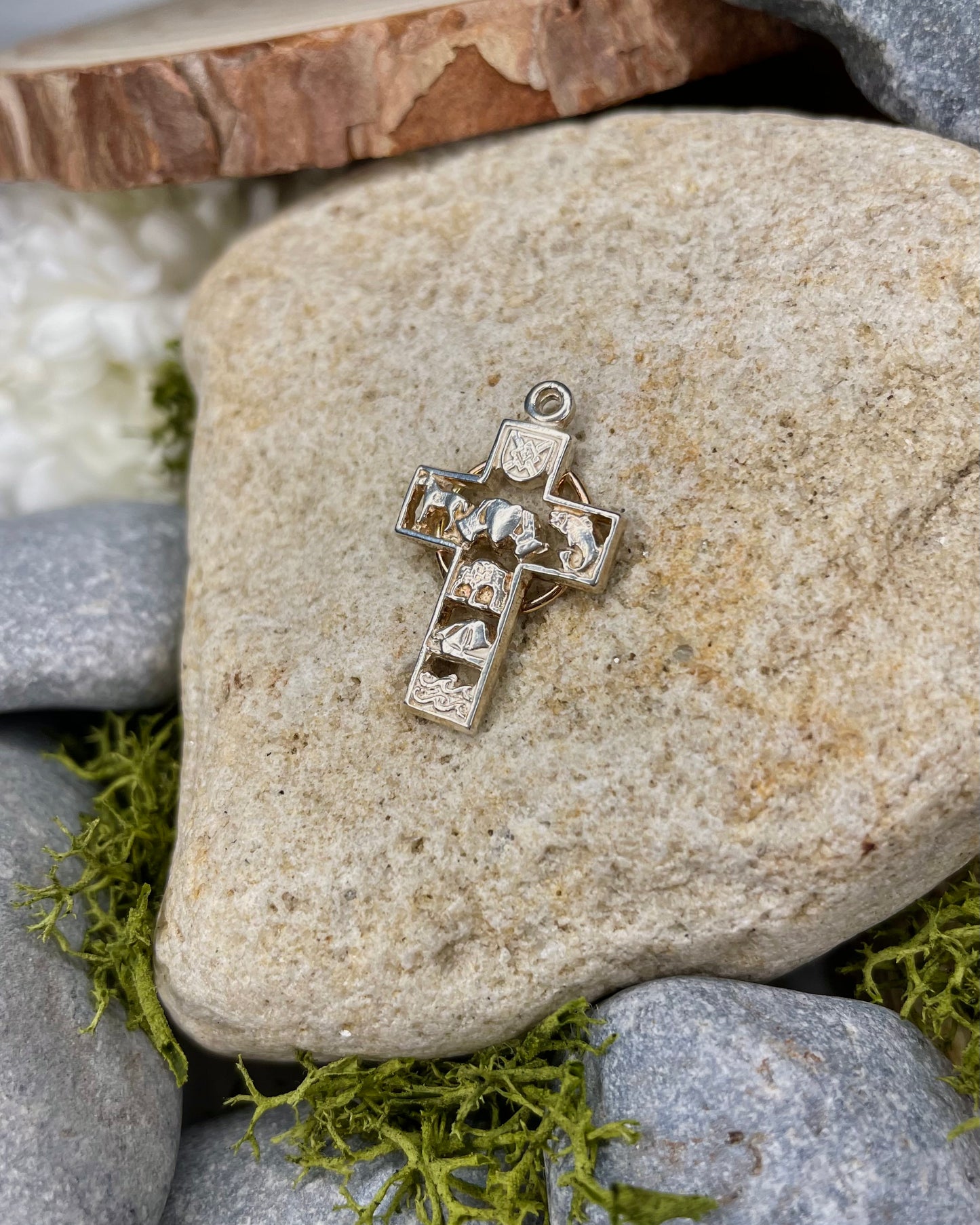 Galway Open Cross with 9ct Gold Halo