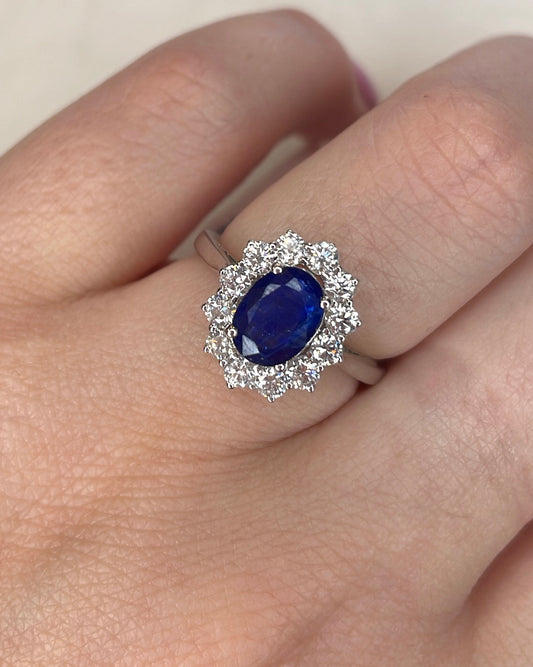 18ct Sapphire and Diamond Cluster Ring