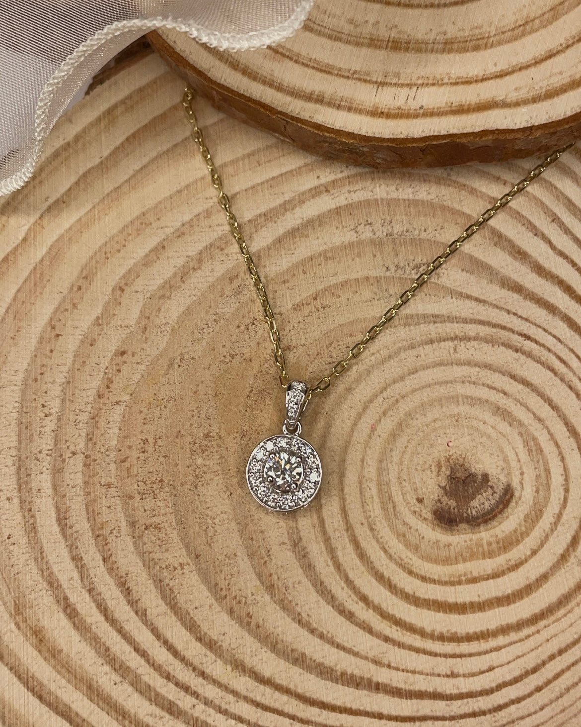 9ct Lab Grown Round Diamond Halo Pendant