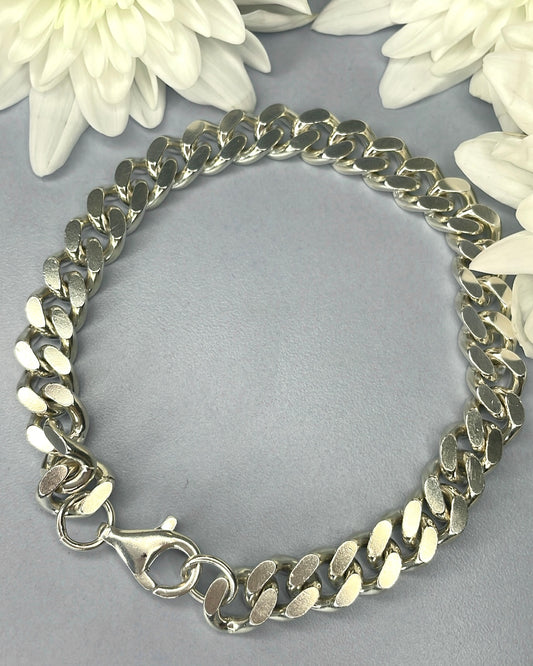 Sterling Silver Heavy Curb Bracelet