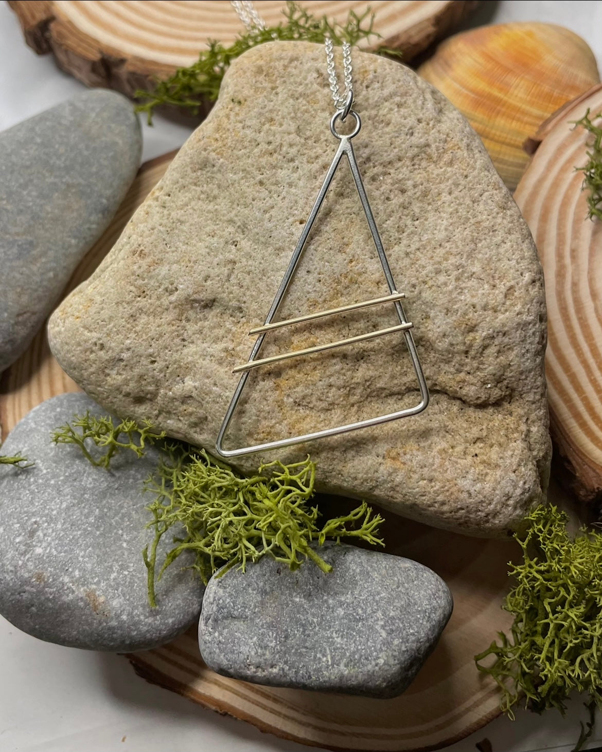 Sterling Silver & Yellow Gold Triangular Pendant