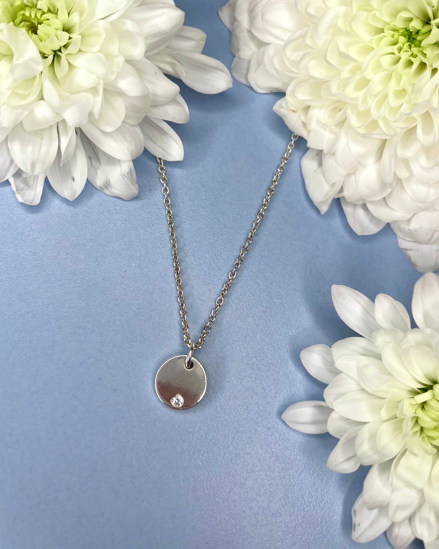Sterling Silver Petite Disc with CZ