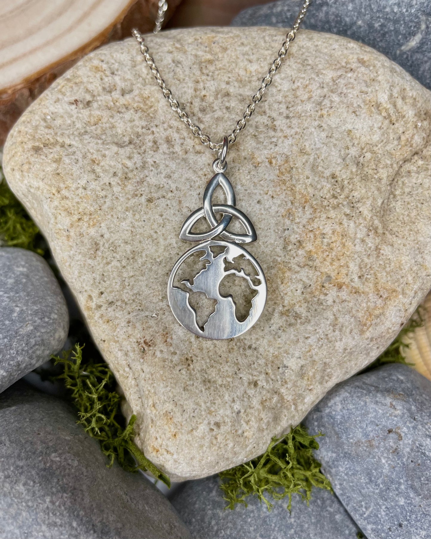 Sterling Silver Trinity Knot and Globe Pendant