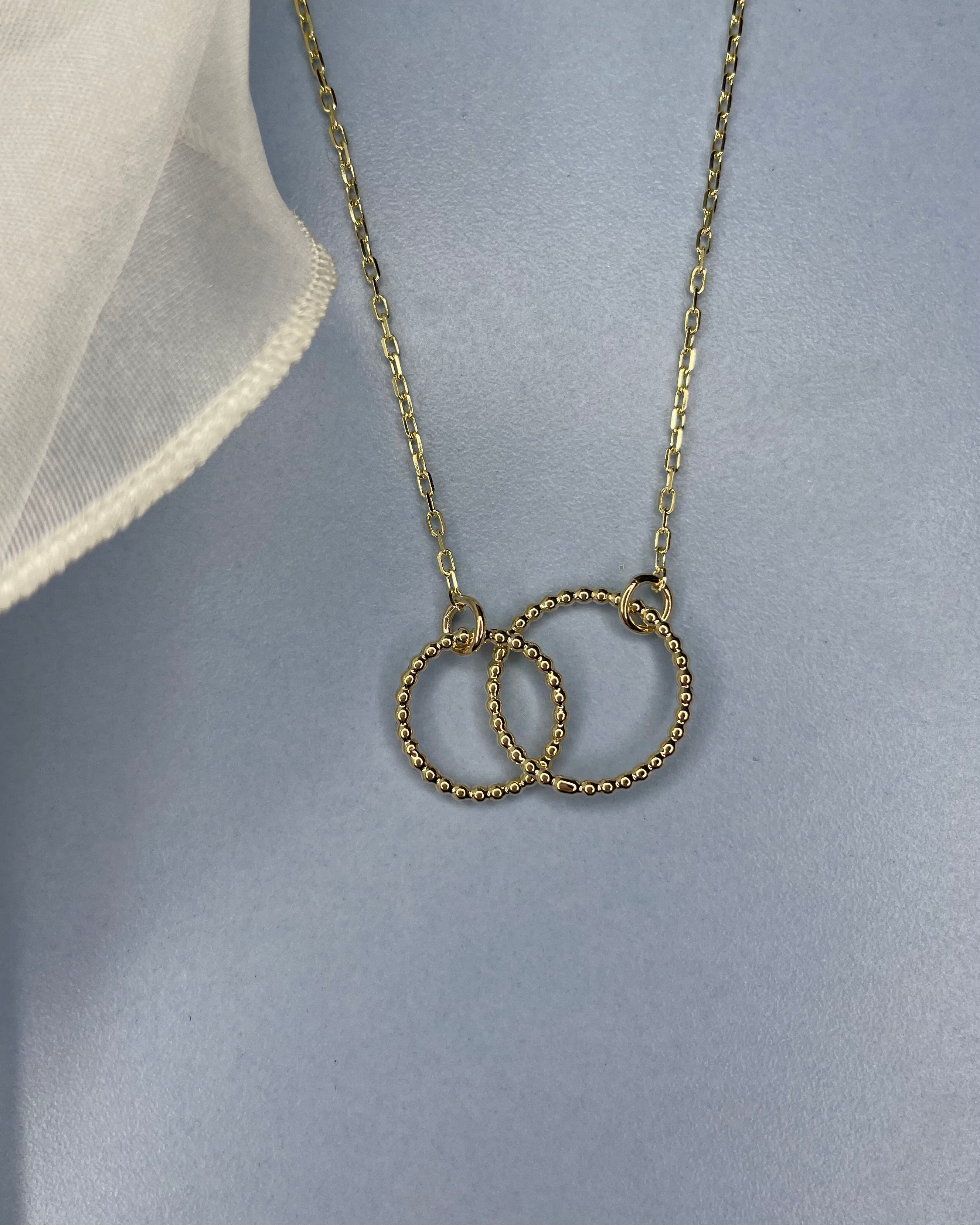 Beaded 9ct Gold Interlocking Circles