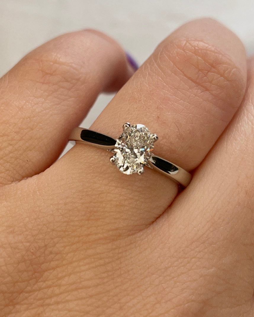 0.83ct Lab Grown Oval Diamond Solitaire Platinum Engagement Ring