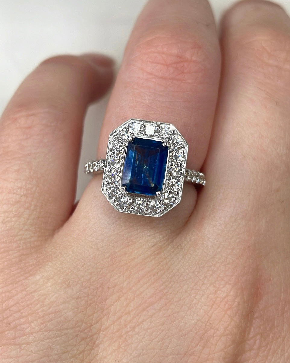 18ct Sapphire and Diamond Halo Ring