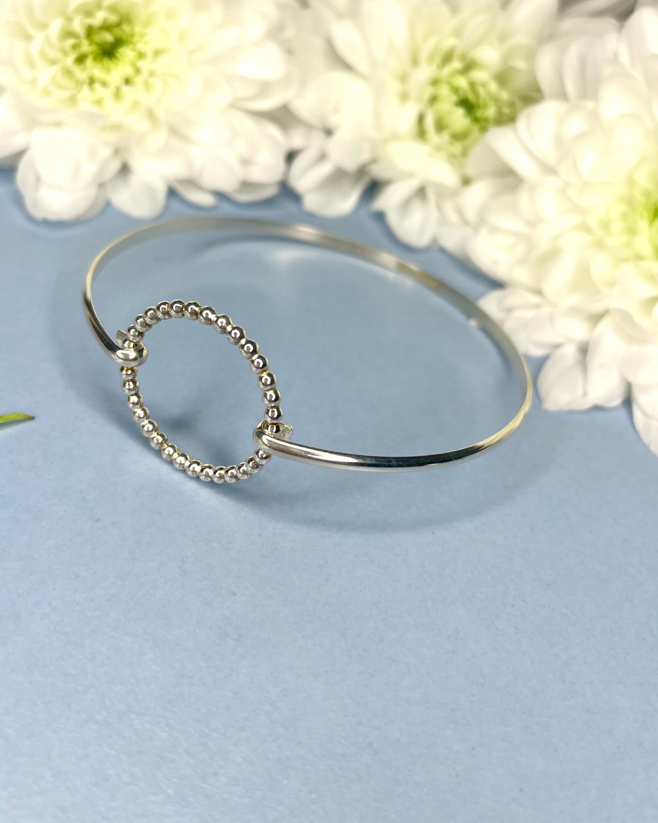 Gold & Sterling Silver Beaded Circle Bangle