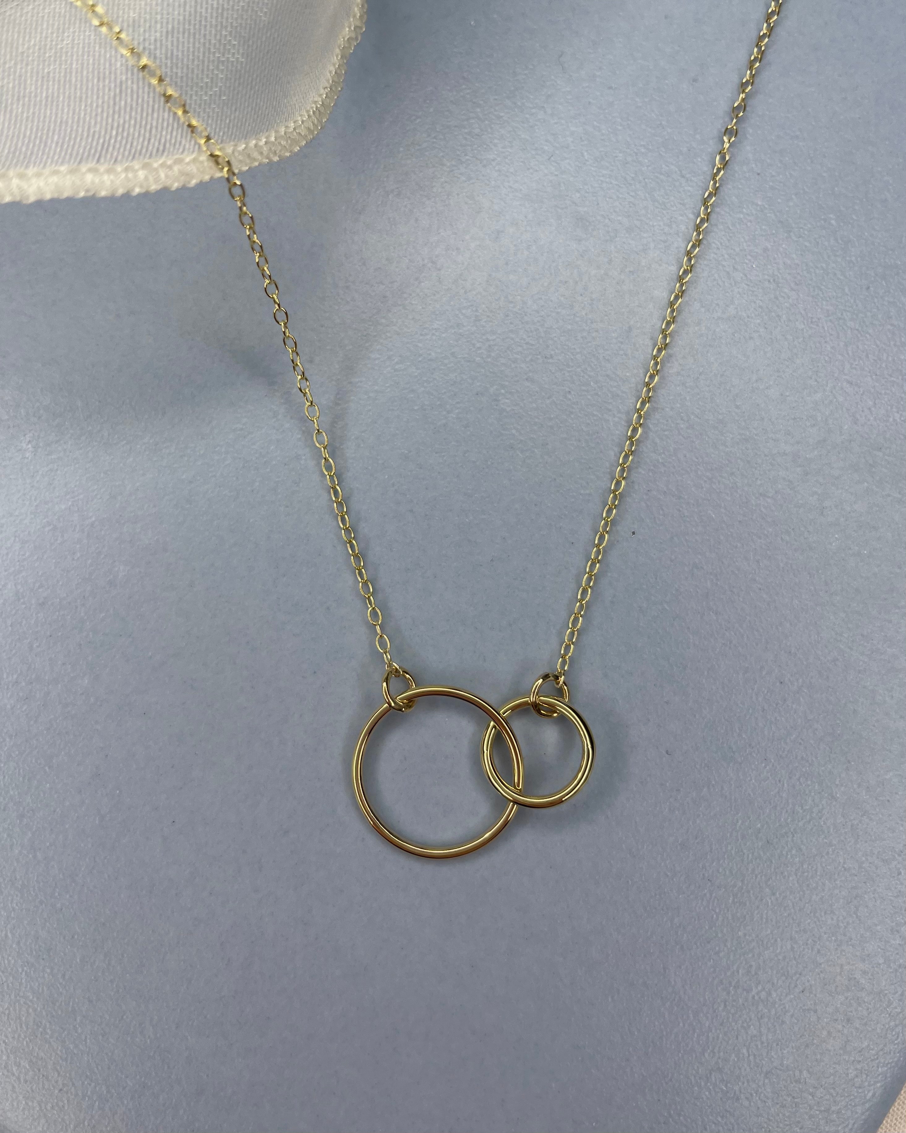 14K Yellow Gold Engravable Interlocking Circles Necklace - Gracious Rose  Jewelry