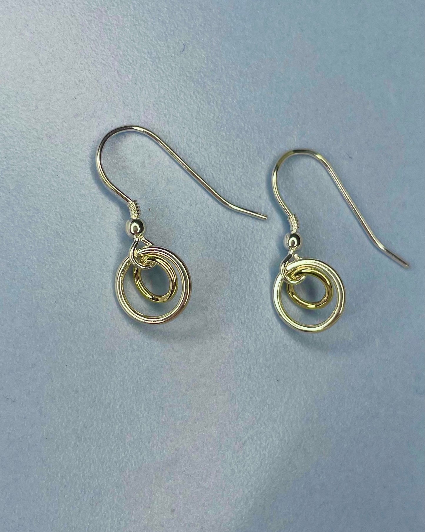 Interlocking Circle Two Tone Drop Earrings