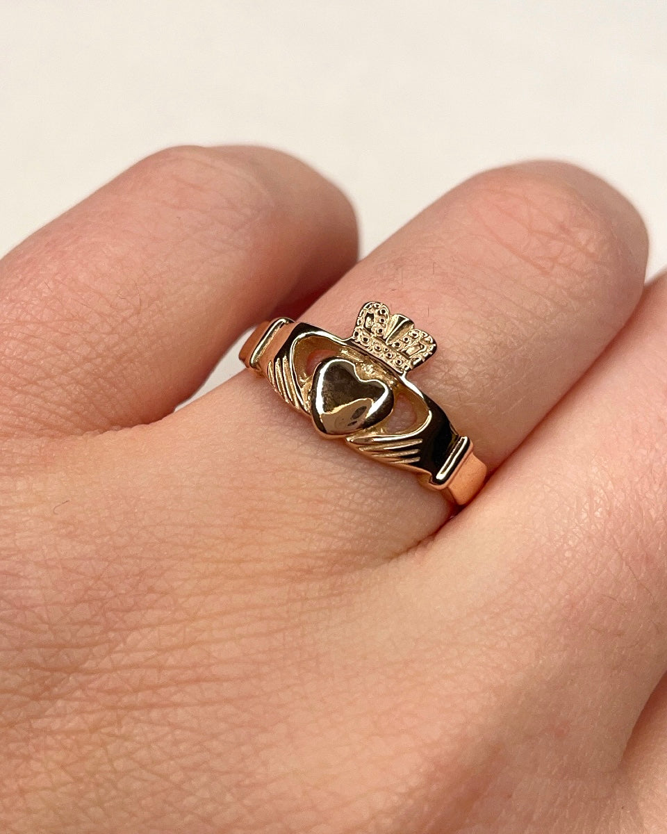 9ct Rose Gold Heavy Ladies Claddagh
